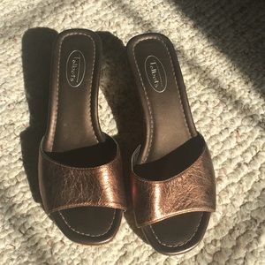 Bronze slide wedge sandals by Talbots